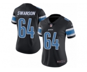 Women's Nike Detroit Lions #64 Travis Swanson Limited Black Rush NFL Jersey
