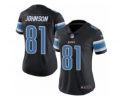 Women's Nike Detroit Lions #81 Calvin Johnson Limited Black Rush NFL Jersey