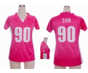 nike women nfl jersey detroit lions #90 ndamukong suh pink[draft him ii top]