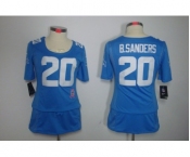 nike women nfl jerseys detroit lions #20 b.sanders blue[breast cancer awareness]