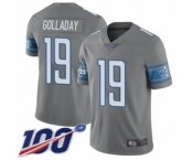 Youth Detroit Lions #19 Kenny Golladay Limited Steel Rush Vapor Untouchable 100th Season Football Jersey