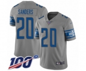 Youth Detroit Lions #20 Barry Sanders Limited Gray Inverted Legend 100th Season Football Jersey