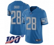 Youth Detroit Lions #28 Quandre Diggs Blue Team Color Vapor Untouchable Limited Player 100th Season Football Jersey