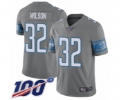 Youth Detroit Lions #32 Tavon Wilson Limited Steel Rush Vapor Untouchable 100th Season Football Jersey