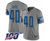 Youth Detroit Lions #40 Jarrad Davis Limited Gray Inverted Legend 100th Season Football Jersey