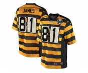 Men's Nike Pittsburgh Steelers #81 Jesse James Game Yellow Black Alternate 80TH Anniversary Throwback NFL Jersey