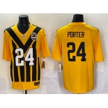 Men's Pittsburgh Steelers #24 Joey Porter Jr. Gold 1933 Throwback Alternate Football Stitched Game Jersey