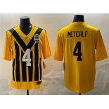Men's Pittsburgh Steelers #4 DK Metcalf Gold 1933 Throwback Alternate Football Stitched Game Jersey