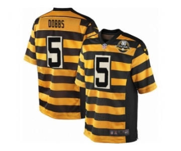 Men Nike Pittsburgh Steelers #5 Joshua Dobbs Elite Yellow Black Alternate 80TH Anniversary Throwback NFL Jersey