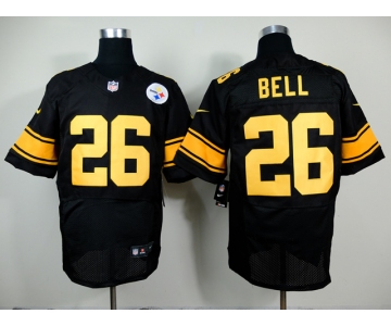 nike nfl jerseys pittsburgh steelers #26 bell black[Elite yellow number]
