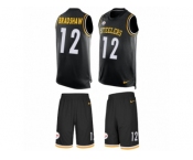 Men's Nike Pittsburgh Steelers #12 Terry Bradshaw Limited Black Tank Top Suit NFL Jersey