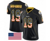 Men's Nike Pittsburgh Steelers #19 JuJu Smith-Schuster Limited Black Rush USA Flag NFL Jersey
