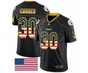 Men's Nike Pittsburgh Steelers #30 James Conner Limited Black Rush USA Flag NFL Jersey