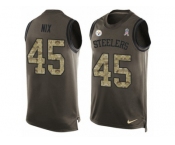 Men's Nike Pittsburgh Steelers #45 Roosevelt Nix Limited Green Salute to Service Tank Top NFL Jersey