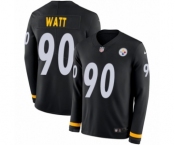 Men's Nike Pittsburgh Steelers #90 T. J. Watt Limited Black Therma Long Sleeve NFL Jersey