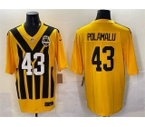 Men's Pittsburgh Steelers #43 Troy Polamalu Gold 1933 Throwback Alternate Football Stitched Jersey Men's Pittsburgh Steelers #43 Troy Polamalu Gold 1933 Throwback Alternate Football Stitched Jersey