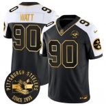 Men's Pittsburgh Steelers #90 T.J. Watt Black Gold Alternate F.U.S.E. Throwback 1933 Patch Vapor Untouchable Limited Football Stitched Jersey