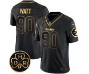 Men's Pittsburgh Steelers #90 T.J. Watt Black Gold F.U.S.E. DMR Patch Vapor Limited Football Stitched Jersey