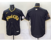 Men's Pittsburgh Steelers Blank Black 412 Patch Vapor Premier Limited Stitched Baseball Jersey