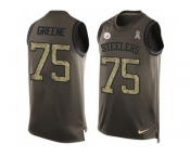 Nike Pittsburgh Steelers #75 Joe Greene Green Men's Stitched NFL Limited Salute To Service Tank Top Jersey