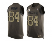 Nike Pittsburgh Steelers #84 Antonio Brown Green Men's Stitched NFL Limited Salute To Service Tank Top Jersey