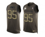 Nike Pittsburgh Steelers #95 Jarvis Jones Green Men's Stitched NFL Limited Salute To Service Tank Top Jersey