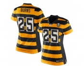 Women's Nike Pittsburgh Steelers #25 Artie Burns Yellow Black Alternate Stitched NFL Elite Jersey