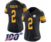 Women's Pittsburgh Steelers #2 Mason Rudolph Limited Black Rush Vapor Untouchable 100th Season Football Jersey