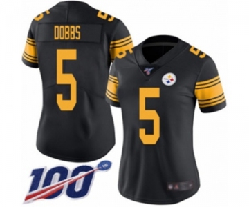 Women's Pittsburgh Steelers #5 Joshua Dobbs Limited Black Rush Vapor Untouchable 100th Season Football Jersey