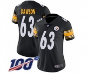 Women's Pittsburgh Steelers #63 Dermontti Dawson Black Team Color Vapor Untouchable Limited Player 100th Season Football Jersey