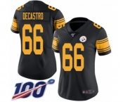 Women's Pittsburgh Steelers #66 David DeCastro Limited Black Rush Vapor Untouchable 100th Season Football Jersey