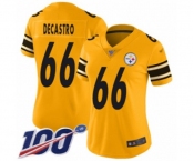 Women's Pittsburgh Steelers #66 David DeCastro Limited Gold Inverted Legend 100th Season Football Jersey