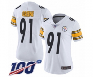 Women's Pittsburgh Steelers #91 Kevin Greene White Vapor Untouchable Limited Player 100th Season Football Jersey