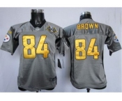 Nike Youth Pittsburgh Steelers #84 Antonio Brown Grey 80 Anniversary Patch[Nike Shadow]
