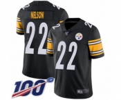 Youth Pittsburgh Steelers #22 Steven Nelson Black Team Color Vapor Untouchable Limited Player 100th Season Football Jersey