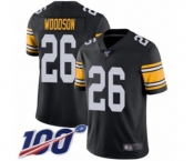 Youth Pittsburgh Steelers #26 Rod Woodson Black Alternate Vapor Untouchable Limited Player 100th Season Football Jersey
