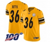 Youth Pittsburgh Steelers #36 Jerome Bettis Limited Gold Inverted Legend 100th Season Football Jersey
