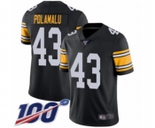 Youth Pittsburgh Steelers #43 Troy Polamalu Black Alternate Vapor Untouchable Limited Player 100th Season Football Jersey