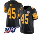 Youth Pittsburgh Steelers #45 Roosevelt Nix Limited Black Rush Vapor Untouchable 100th Season Football Jersey