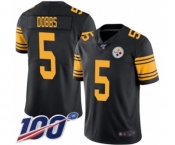 Youth Pittsburgh Steelers #5 Joshua Dobbs Limited Black Rush Vapor Untouchable 100th Season Football Jersey