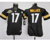 nike youth nfl jerseys pittsburgh steelers #17 wallace black[80 anniversary patch]
