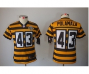 nike youth pittsburgh steelers #43 polamalu yellow-black[nike limited team 80 anniversary]