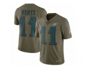 Men Nike Philadelphia Eagles #11 Carson Wentz Limited Olive 2017 Salute to Service NFL Jersey