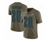 Men Nike Philadelphia Eagles #20 Brian Dawkins Limited Olive 2017 Salute to Service NFL Jersey