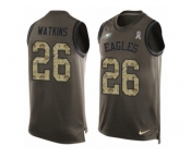 Men Nike Philadelphia Eagles #26 Jaylen Watkins Limited Green Salute to Service Tank Top NFL Jersey