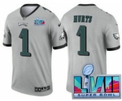 Men's Philadelphia Eagles #1 Jalen Hurts Limited Gray Inverted Super Bowl LVII Vapor Jersey