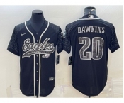 Men's Philadelphia Eagles #20 Brian Dawkins Black Reflective With Patch Cool Base Stitched Baseball Jersey