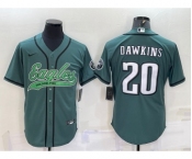 Men's Philadelphia Eagles #20 Brian Dawkins Green With Patch Cool Base Stitched Baseball Jersey