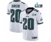 Men's Philadelphia Eagles #20 Brian Dawkins White Super Bowl LVII Patch Vapor Untouchable Limited Stitched Jersey