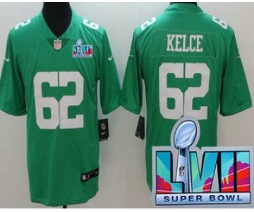 Men's Philadelphia Eagles #62 Jason Kelce Limited Green Rush Super Bowl LVII Vapor Jersey